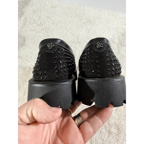 Sam & Libby Studded Black Lug Sole Loafers NWOB Size 6 Chunky Sole - Picture 5 of 6